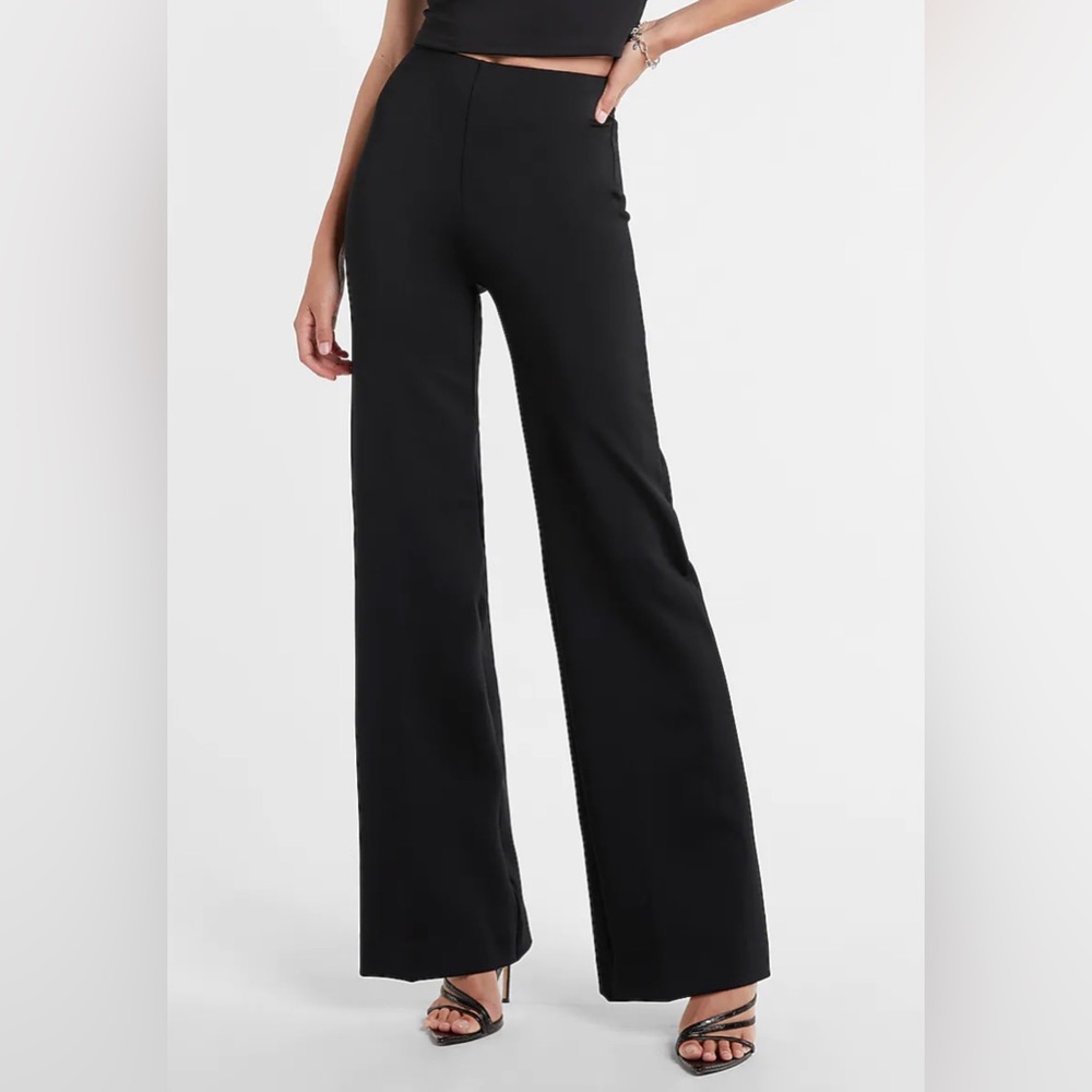 Express Super High Waisted Wide Leg Pant With Built-In Shapewear | Small